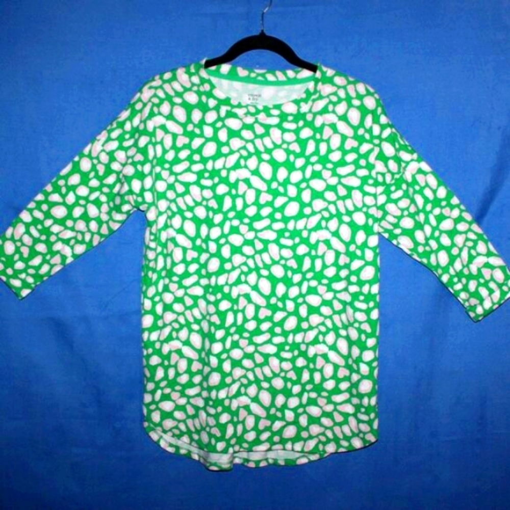 Crown & Ivy Animal Print Top Green Pink Extra Small